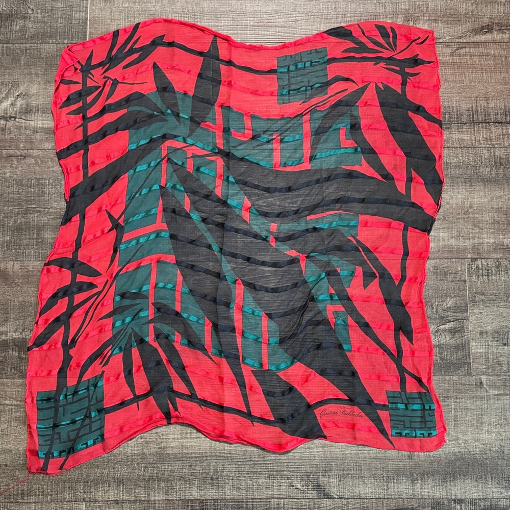 Vibrant Red and Black Patterned Scarf